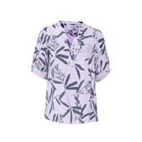 Paprika top met bladprint en pailletten lila - thumbnail