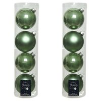 8x Salie groene glazen kerstballen 10 cm glans en mat