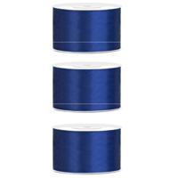 Hobby Sierlint satijn - 3x - Blauw - 25 meter - cadeaulint - satijnlint/sierlinten