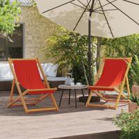 Strandstoelen 2 st inklapbaar stof rood