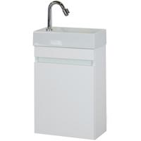 Bonsai Badmeubelset - Wit Hoogglans - Keramische Wastafel Fontein Links en Rechts