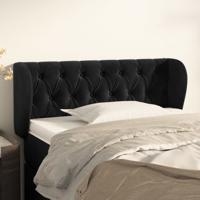 Hoofdbord met randen 103x23x78/88 cm fluweel zwart