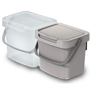 GFT aanrecht afvalbakjes set - 2x - beige/transparant - 3L - 19 x 17 x 15 cm - klepje/hengsel