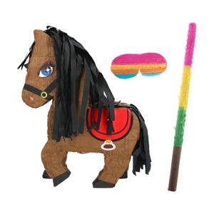 Verjaardag Pinata Paard - 45 x 33 cm - papier - set met stok en masker