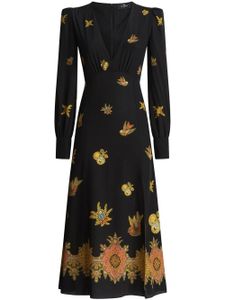 ETRO robe en soie à broderies - Noir