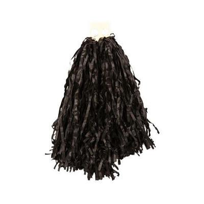 Cheerball - met ringgreep - zwart - 28 cm - pompom - Cheerleader verkleed accessoires