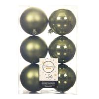 Decoris Kerstballen - 18x st - mosgroen - D8 cm - kunststof - kerstversiering