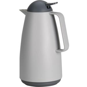 Koffiekan thermoskan - 1L - dubbelwandig - kunststof - grijs - D14 x H26 cm