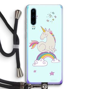 Regenboog eenhoorn: Huawei P30 Transparant Hoesje met koord