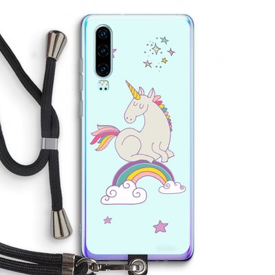Regenboog eenhoorn: Huawei P30 Transparant Hoesje met koord