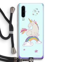 Regenboog eenhoorn: Huawei P30 Transparant Hoesje met koord