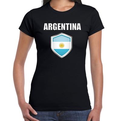 Argentinie landen supporters t-shirt - zwart - dames - fan kleding - korte mouwen Argentinie landen supporters t-shirt - zwart - dames - fan kleding - korte mouwen
