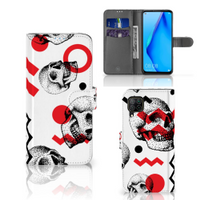 Telefoonhoesje met Naam Huawei P40 Lite Skull Red - thumbnail