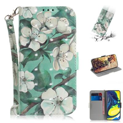 3D-schilderij patroon gekleurde tekening horizontale Flip lederen draagtas met houder & kaartsleuven & portemonnee voor Galaxy A80/A90 (aquarel bloem)