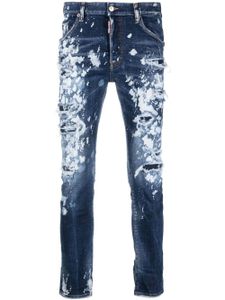 DSQUARED2 paint splattered distressed jeans - Bleu