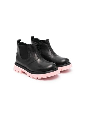 Gallucci Kids bottines en cuir à semelle contrastante - Noir
