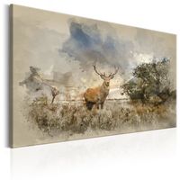Schilderij - Hert in het veld - thumbnail