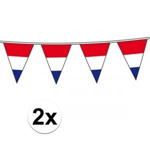 Vlaggenlijn Holland - 2x - Nederlandse vlag - rood wit blauw - 10 meter