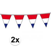 Vlaggenlijn Holland - 2x - Nederlandse vlag - rood wit blauw - 10 meter