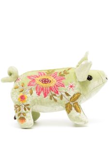 Anke Drechsel peluche cochon à broderies - Vert