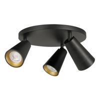 Highlight SpotPetunia zwart met goud 3-lichts rond - S7137.01