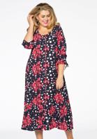 Yoek Jurk met ruches FLORI DOT | Blauw | Maat 50/52