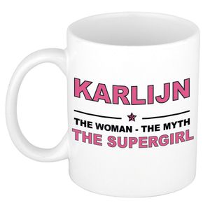 Karlijn The woman, The myth the supergirl cadeau koffie mok / thee beker 300 ml