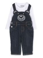 Moschino Kids salopette en jean à logo - Blanc