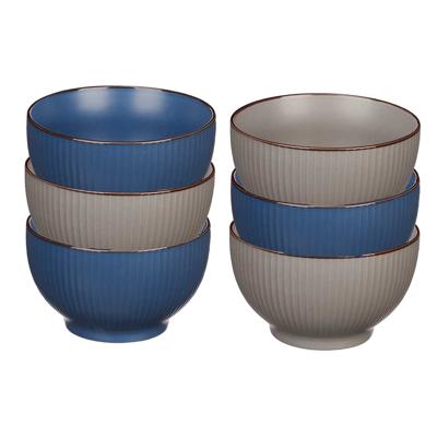 Kommetjes/serveer schaaltjes - 6x stuks - Mistique - porselein - D14 x H8 cm - 2 kleuren