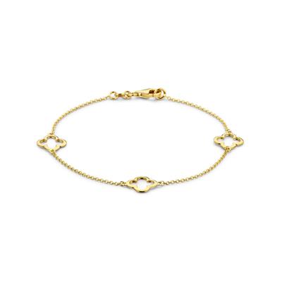 14k Gouden Armband met Bloemen - 19 cm