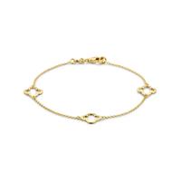 14k Gouden Armband met Bloemen - 19 cm