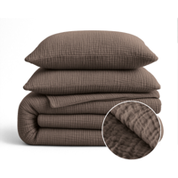 1+1 Gratis Wasbaar Lazy Dekbed Zonder Overtrek - Zonder Overtrek - Katoen Mousseline - Donker Taupe - Dekbed-Discounter.nl