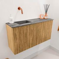 Toiletmeubel Mondiaz Joya Dlux | 80 cm | Meubelkleur Oak | Faye wastafel Sombra Wasbak Links | Zonder kraangat(en) Toiletmeubel Mondiaz Joya Dlux | 80 cm | Meubelkleur Oak | Faye wastafel Sombra Wasbak Links | Zonder kraangat(en)