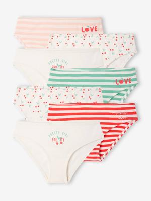 Set van 7 meisjesonderbroeken met print ecru