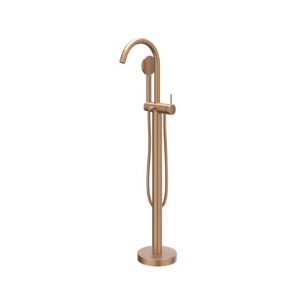 IVY Nexus Badthermostaatkraan - opbouw - met wegdraaibare baduitloop - met omstel - cooltouch - Geborsteld mat koper PVD 6303005