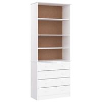 vidaXL Boekenkast met lades ALTA 77x35x186,5 cm massief grenenhout wit