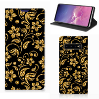 Samsung Galaxy S10 Smart Cover Gouden Bloemen - thumbnail