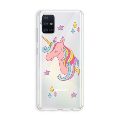 Roze eenhoorn: Galaxy A51 4G Transparant Hoesje