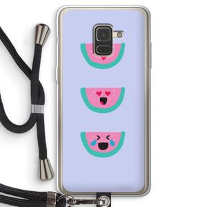 Smiley watermeloen: Samsung Galaxy A8 (2018) Transparant Hoesje met koord