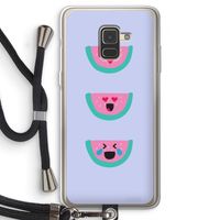 Smiley watermeloen: Samsung Galaxy A8 (2018) Transparant Hoesje met koord