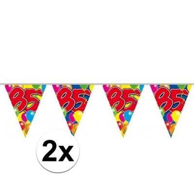 Vlaggenlijn 85 jaar - 2x - 10 meter - plastic - Leeftijd versiering - 85e verjaardag