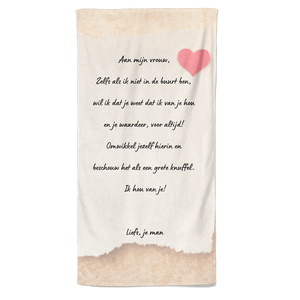 Valentijn handdoek Aan mijn vrouw - Pillow Buddies
