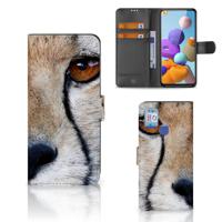 Samsung Galaxy A21s | Telefoonhoesje | Met pasjeshouder | Cheetah