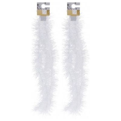 2x Witte folieslingers fijn 180 cm