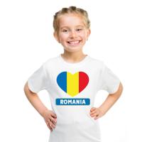 Roemenie Supporters t-shirt - kinderen - hartjes vlag - wit - korte mouwen - sport - kleding