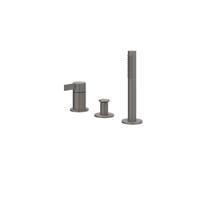 Badrandcombinatie IVY Pact 3-gats Mengkraan Met Uittrekbare Handdouche Zonder Uitloop Geborsteld Metal Black PVD