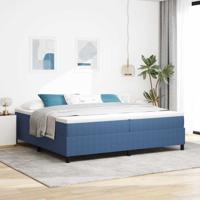 Boxspringbed Blauw en Wit 200 x 200 cm Katoen Stof