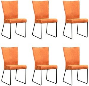 Set van 6 Oranje leren industriële eetkamerstoelen Mate - Kenia Leer Rost (oranje leer)