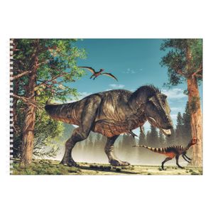 2x stuks a4 dinosaurus schetsboek/ tekenboek/ kleurboek/ schetsblok wit papier