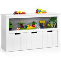 Opbergkast met Laden Houten Kinderopberger met Wielen 101 x 33 x 62 cm Wit